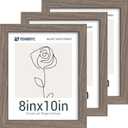 8x10 Walnut Picture Frame with HD Glass - 3pk, Natural Wood Brown Photo Frame, Tabletop Frame