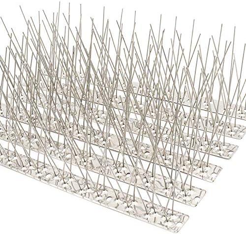 QIEGL Bird Spikes for Pigeons 304 Stainless Steel Small Birds Anti Bird Spike Metal Bird Deterrent Spikes Fence Spikes Cover 25 Feet (23 Pack Uninstalled)