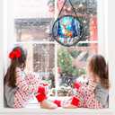 ERMCDFHC Stained Glass Window Hanging, Winter Deer in Forest Round Sun Catchers Glass Panel Suncatcher Decor for Home, 7.8Inch. (013)