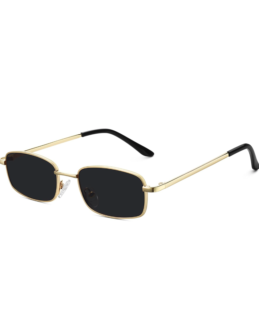 Rectangle Sunglasses for Women 90s Retro Small Narrow Square Frame UV400 Protection