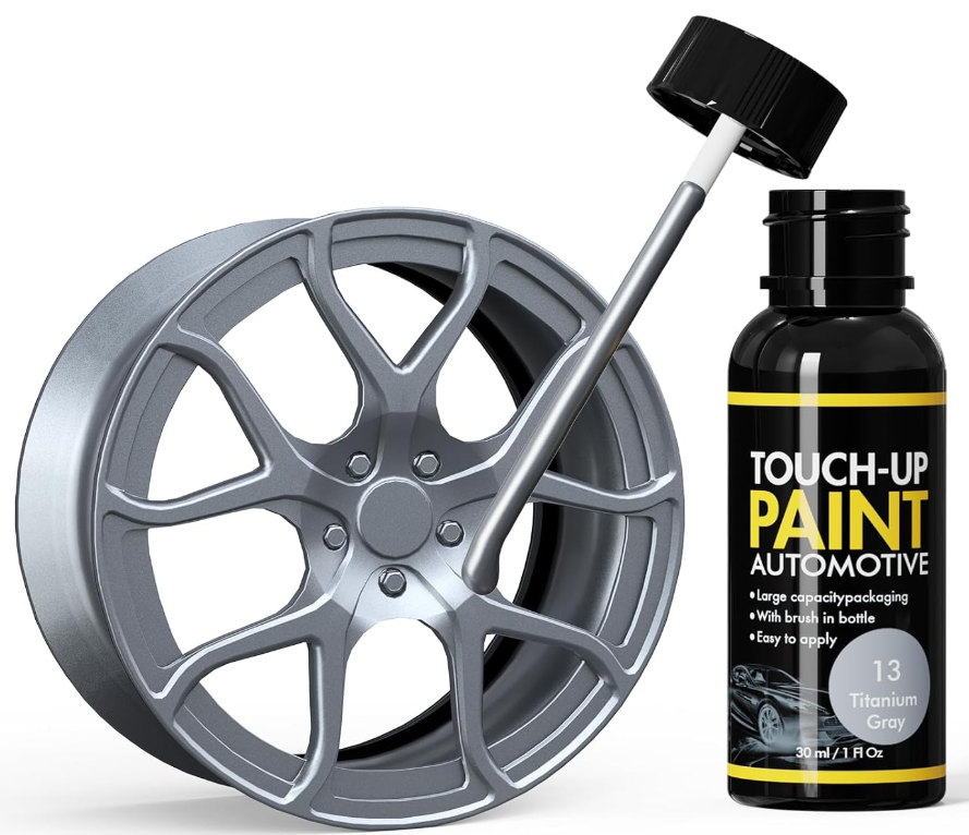 XTryfun Titanium Gray Rim Touch Up Paint, Rim Repair Kit Curb Rash, Wheel Touch Up Paint for Quickly Fix Rim's Scratches, Chips and Surface Damage