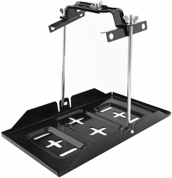 THEPRO Battery Hold Down Tray Kit, Corrosion-Resistant Steel Storage Battery Holder Adjustable Bracket Clamp for Car, Boat, Marine (23cm Bolt with 34cm Battery Tray)