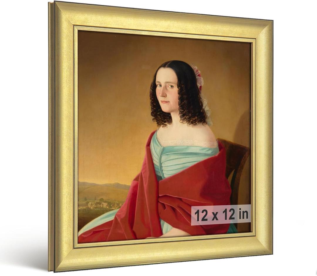 HLiWEGNS Brushed Gold 12x12 Frame  Poster Frame with Brushed Gold Finish  Picture Frame for 12 x 12 Artwork, Canvas Prints, Puzzles, and Wall Decor