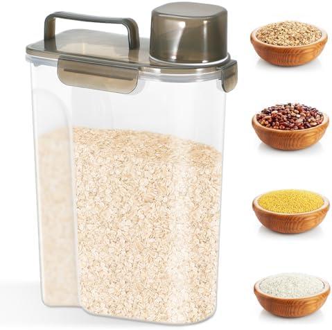 5-7 Lbs Dog Cat Food Storage Container, Portable Travel Pet Food Storage Container with Measuring Cup, Easy-Pouring Bird Seed Dispenser, Airtight Kitchen Food Holder for Rice Cereal Oatmeal Flour