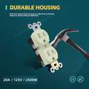 20A Duplex Receptacle Outlets, Heavy-Duty Electrical Wall Socket for Commercial and Residential, Non-Tamper Resistant Outlet, 2 Pole 3-Wire, Self-Grounding, UL, Light Almond, 10 Pack