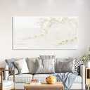 White Wall Art Decor Canvas Art Wall Decor Large Modern Wall Art Silent Waves With Gold Wall Painting Decorations Artwork Wall Art Prints For Room Living Room Bedroom Office Wall Decor 29x58 Inch (58L" x 29W")