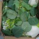 Dolicer 2Pcs 13Ft Artificial Eucalyptus Garlands with Flowers, Faux Floral Greenery Garlands Fake Flowers Vines for Wedding Table Centerpieces Arch Party Ceremony Backdrop Decor (White)