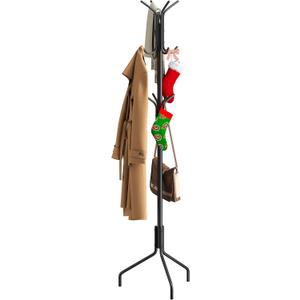 FILWH Coat Rack Freestanding Coat Tree Standing Coat and Hat Hanger Jacket Organizer Rack Metal,18.3" L x 18.3" W x 71.5" H, Black