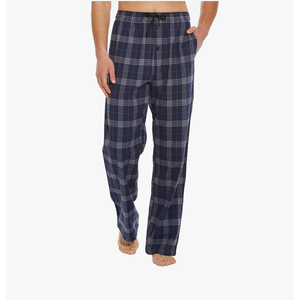 Tall MobPlace Mens 34/36 Inseam 100% Cotton Pajama Pants for Tall Men Navy/Grey, Medium