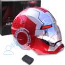 Javis Cool Mark 5 Helmet Silver Voice Control/Sensing/Remote Control Open/Close with Sounds & LED Eyes Light Up Super Hero 1:1 Model Cosplay Prop for Halloween Christmas and Birthday.