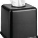 mDesign Plastic Square Facial Tissue Box Cover Holder for Bathroom Vanity Countertops, Bedroom Dressers, Night Stands, Desks and Tables - Black