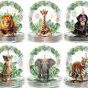 ZOIIWA 60PCS Jungle Safari Party Plates 7inch Wild Animals Birthday Paper Dinnerware Plate Set Safari Animal Themed Decorations for Boys Girls Baby Shower Supplies Gender Reveal Kids Birthday Favors