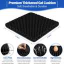 Gel Seat Cushion for Long Sitting – Double-Layer Honeycomb Cooling Chair Pad, Thick Supportive Gel Cushion with Breathable Non-Slip Cover for Office Chair, Car, Wheelchair & Long Sitting（Black）, 17.8 x 17.8 x 1.58 inches