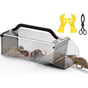 2026 Upgraded Humane Mouse Traps Indoor for Home, Large No-Kill Live Rat Traps for Outdoor Use, Catch and Release Rodent Trap for Mice, Rats, Chipmunks, Friendly to Pet & Kid, Black