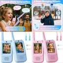 Video Walkie Talkies for Kids, 2 Pack Video Intercom with HD Camera & Voice, USB-C Rechargeable, for Outdoor Play, Indoor for Boys and Girls Ages 3-12 (Blue/Pink)
