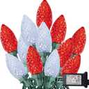 TW SHINE C9 Christmas Lights, 100 LED 66 FT Christmas String Lights Outdoor with 8 Modes Timer Waterproof Connectable for Indoor Yard Xmas Tree House Decorations (Red and White)