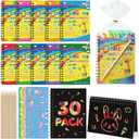 Prudiut 30 Pack Rainbow Scratch Art Notebook, Rainbow Scratch Paper Art Favors Easter Day Gift Birthday Favor for Kids School Classroom