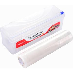 Plastic Wrap Dispenser with 12"x500ft BPA free Film - Cling Wrap Dispenser with Cutter for Food Film, Aluminum Foil, Baking Paper & More