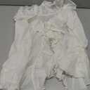 Women Sexy Off Shoulder Open Front Ruffle Trim Crop Blouse Y2k Bell Long Sleeve Bow Tie Up See Through Shirt Top Size M