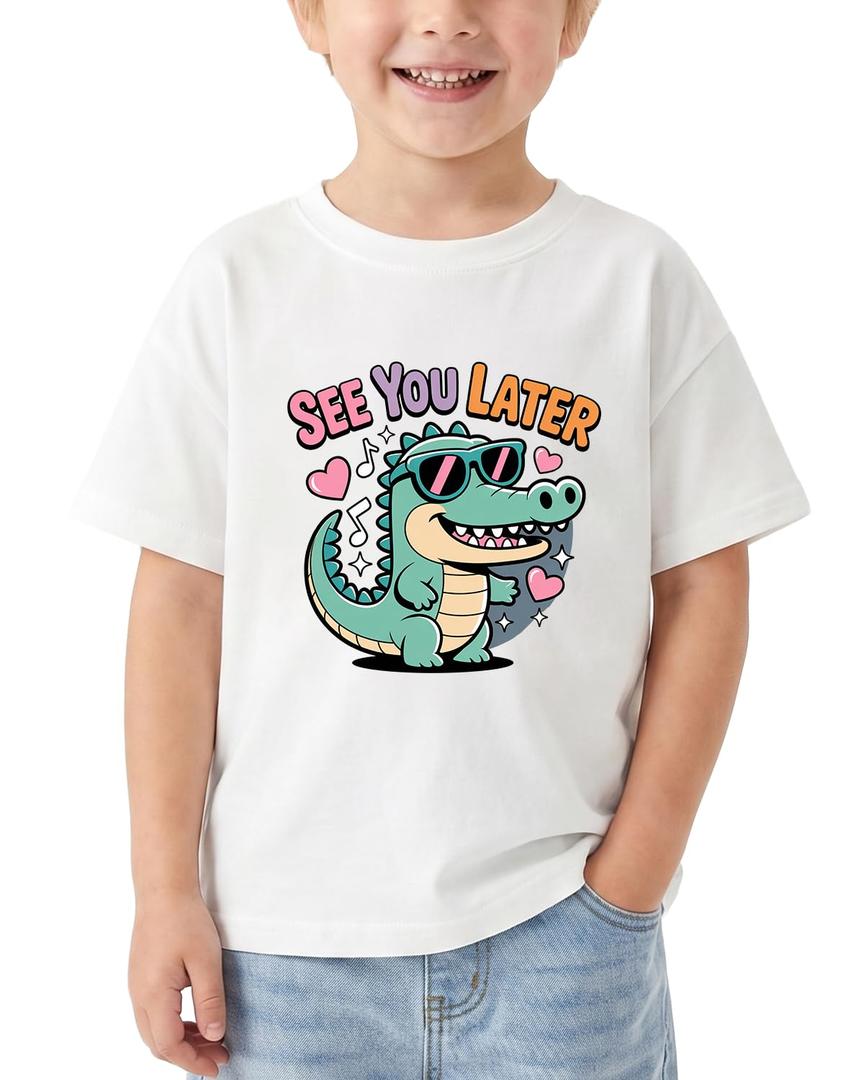 Happy Funny Last Day of School T-Shirt for Kids Toddler Girls Boys Short Sleeve Tee Cotton 5-6 Years, See You Later (130)