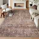 Lahome Oriental Rugs for Bedroom 8x10, Boho Washable Red Rugs for Living Room, Soft Rubber Backed Anti-Skid Floor Carpet for Dining Room Department, Distressed Red