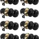Probrico Black Door Knobs Interior, Bedroom/Bedroom Door Locks Interior, Black Privacy Door Knobs with Lock, Round Door Handle Knobsets, 8 Pack