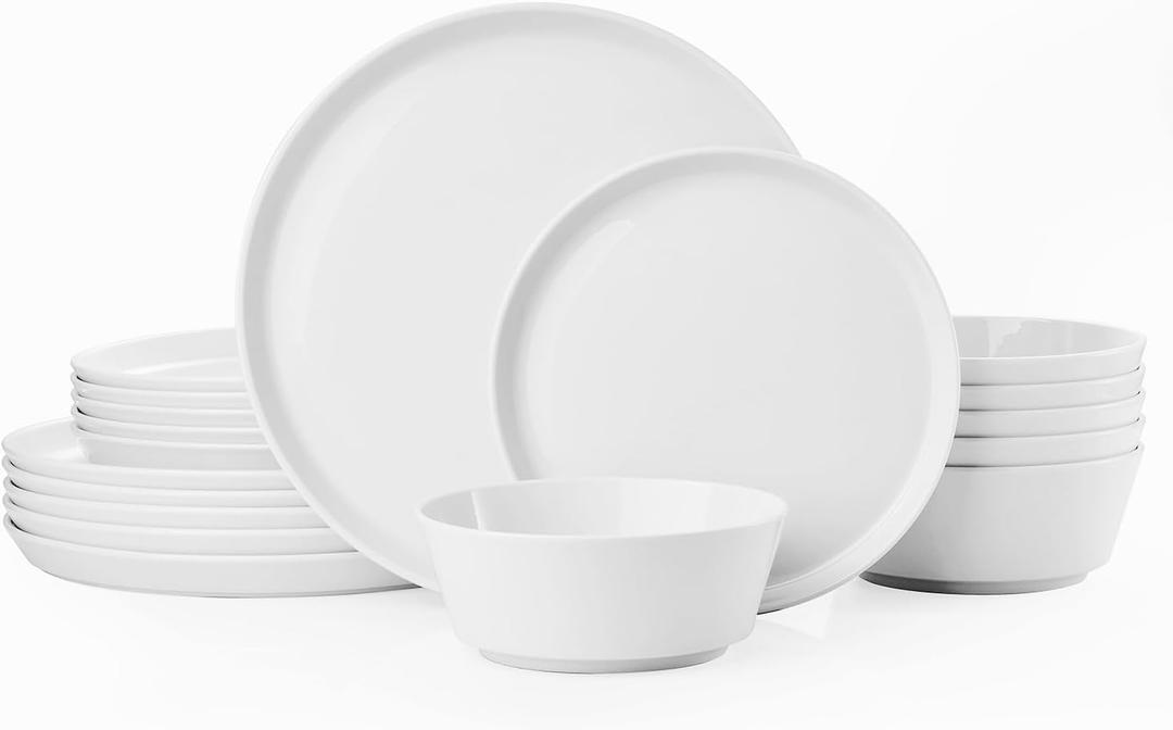 KINGSTONE 18-Piece Bone China Dinnerware Sets, White