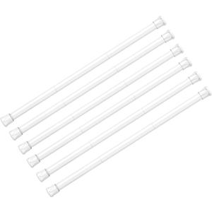 AIZESI 6PCS Tension Curtain Rod 28 to 48 Inch White No Drilling Adjustable Spring Curtain Rods for Window, Doorway, Closet, Bathroom, Kitchen