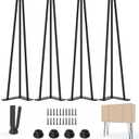 26" Hairpin Legs, Coffee Table Legs for Nightstand, Coffee Table, Desk, etc with Rubber Floor Protectors Black 4PCS