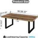 IBF Farmhouse Coffee Table, Modern Simple Wood Coffee Tables for Living Room, Industrial Minimalist Rectangle Center Table, Wood and Metal Tea Coffee Table for Home Office Bedroom, Rustic Oak, 39 in