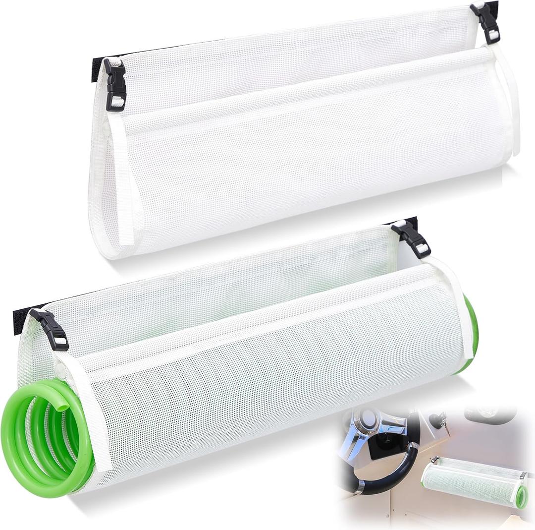 2 Pieces Hose Hammock Marine Hoses Holder Nylon Coiled Washdown Hose Storage for Boats, Docks, and RVs (White, 18.9 x 11 Inch)