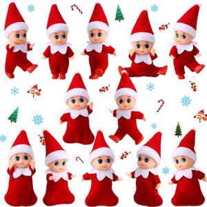 Cunno 12 Pcs Red Christmas Miniature with Clothes Xmas Decorations Tiny Gift Accessories Christmas Advent Calendar Holiday Decorations(Red)