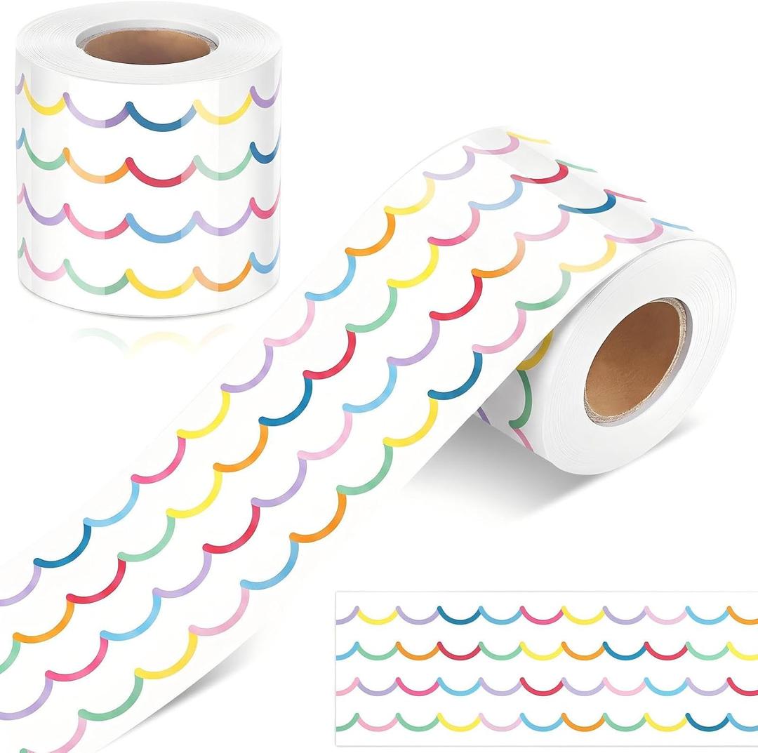 5 x Fuutreo 65ft Bulletin Board Borders Classroom Decorations Colorful Strip Straight Border Trim Roll Back to School Chalkboards Whiteboards Office Home Walls Decor(Pastel Wave)