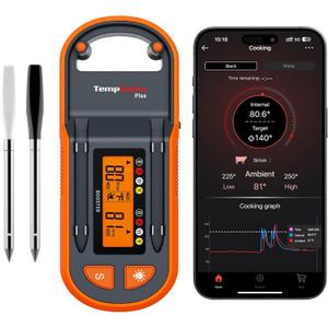 ThermoPro TempSpike Plus 600ft Wireless Meat Thermometer with 2 Color-Coded Probes, Bluetooth Meat Thermometer Wireless with LCD-Enhanced Booster for Food Cooking Grill Smoker