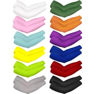 Bememo 12 Pairs Unisex UV Protection Sleeves Long Arm Cooling Cover Sleeves