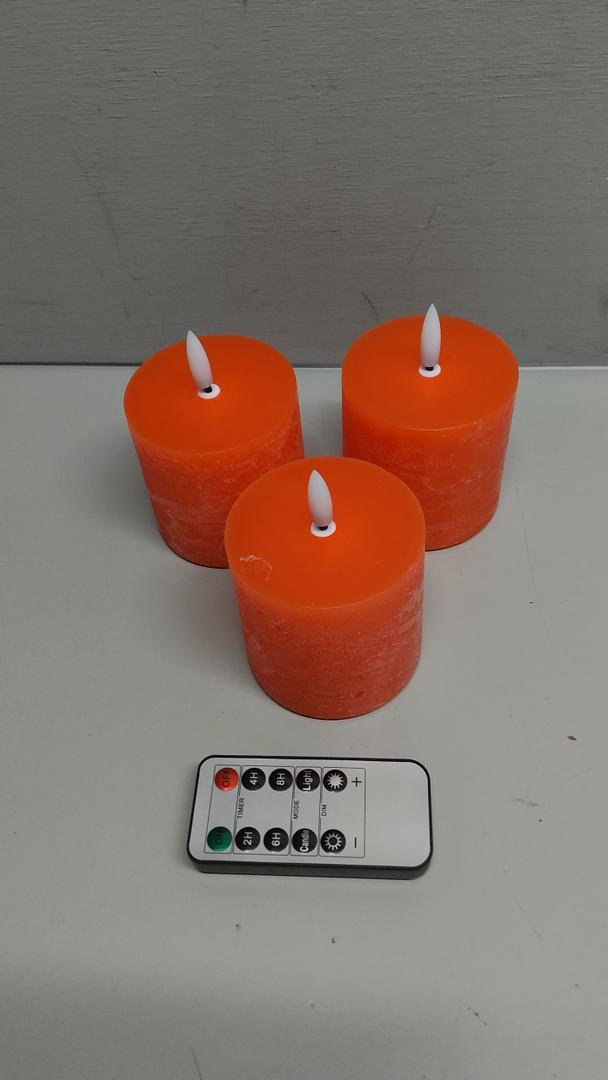 Retisee Flameless Pillar Candles Set of 3 Battery Operated Candle with Remote Control Timers Real Wax Flat Top Flickering Small LED Candles for Christmas Decorations Dinner Gift(Red,3x3 Inch)