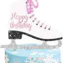Ice Skating Cake Topper Glitter Ice Skating Lover Birthday Cake Decoration Figure Skating Themed Birthday Party Decorations for Winter Wonderland Birthday Party Ice Skating Party Favors