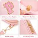 Toddler Purse Initial Crossbody Bags for Girls 3 Pockets PU Leather Cross Body Bag Crossbody Purse Handbag Personalized Preppy Teen Girl Gifts Trendy Stuff (Light Pink P)