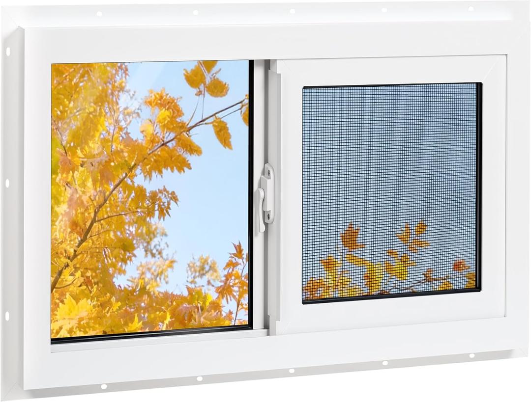 Vinyl Basement Window, Bathroom Sliding Window 32" x 20" White