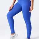 VOYJOY Women Seamless Impact Leggings Scrunch Workout Leggings Medium Waist Tummy Control Butt Lifting Gym Yoga Pants (Blue, S)