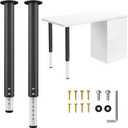 2 PCS Adjustable Table Legs, 21.5" -37" Heavy Duty Metal Adjustable Height Desk Legs, 2" Diameter Durable Pipe Furniture Legs for Computer Table,Office Desk,Kitchen Table
