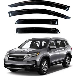KPY Window Visor Compatible with Honda Pilot 2016-2022 (Excludes Touring Models), 4PC Rain Guard Side Window Vent Deflectors Tape-On Style, 2016 2017 2018 2019 2020 2021 2022