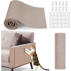 78.7"x15.8" Cat Scratch Mat, Adhesive Cat Scratch Pad for Furniture, DIY Cats Scratch Furniture Protector for Furniture, Sofa, Couch, Covering Cat Scratching Post Replacement Pads, Light Khaki
