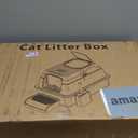 Vivifying Stainless Steel Litter Box with Lid, XL Front Entry Enclosed Extra Large Litter Box for Big Cats & Kitty, Top Exit Metal Cat Pan with Scoop, Mat, Footboard, Charcoal Filter (Black)