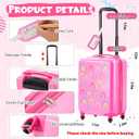 Redbaker 17 Inch 6 Pcs Kids Luggage Set Kids Rolling Luggage Double Pattern Suitcase for Boys Girls (Dusty Pink, Rainbow Style)