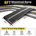 6 Feet Portable Wheelchair Ramp with Sopport Legs, Black Seamless Non-Slip Aluminum Folding Handicap Ramp,Threshold Ramp for Doorways, Wheel Chair Ramp for Home Steps,Loading Dock Plates