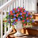Hommyea Artificial Flowers for Outdoor, 2 Bundles UV Resistant Fake Plants Decoration Realistic Faux Silk Flowers No Fade Plastic Flowers for Outside Planters Home Porch Patio Yard Garden Decor