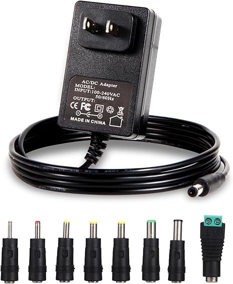 6V Power Supply AC Adapter DC 6Volt Power Adapter Charger DC in 6V Power Cord with 7 Interchangeable Plug for 100mA 300mA 400mA 500mA 600mA 700mA 800mA 900mA 1000mA 1500mA 2000mA Equipment
