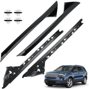 4 PCS Windshield A-Pillar Trim Molding Set Compatible with Ford Explorer 2011-2019,Driver &Passenger Side,Outer & Inner Trim Kit BB5Z-7803145-AA,BB5Z-7803145-BA,BB5Z-7803136-BABB5Z-7803144-AA