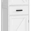 TEENFON Tall Bathroom Cabinet, Storage Cabinet with 6 Shelves & Drawer, Bathroom Storage Cabinet with Adjustable Shelves, Tall Cabinet for Living Room, Home Office, White